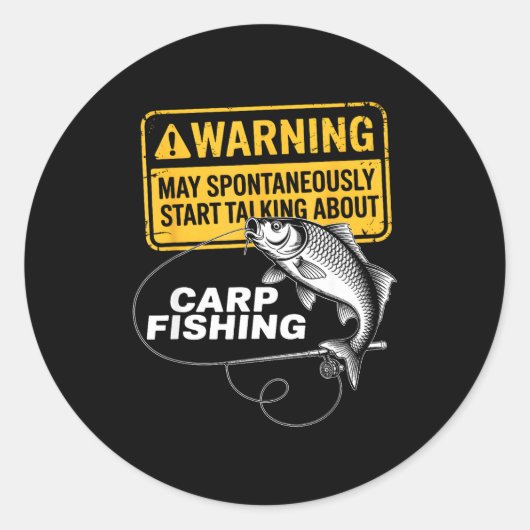 Sticker Rond Carp Fishing Design For Men Funny Catfish And Carp (Devant)