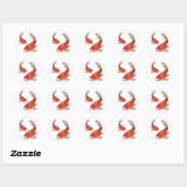 Sticker Rond Carpe Koï chanceuse (Feuille)