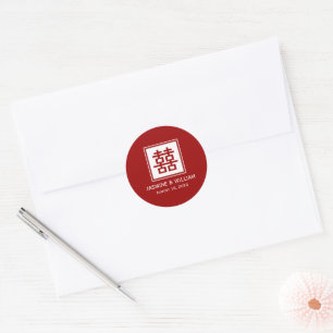Sticker Rond Carré classique double bonheur Mariage chinois