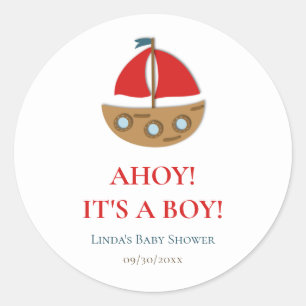 Sticker Rond Carré de Baby shower de garçon marin mignon