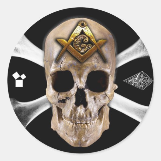 Sticker Rond Carré de Compass Masonic Skull & Bones (Devant)