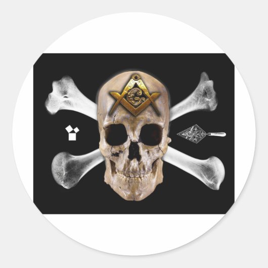 Sticker Rond Carré de Compass Masonic Skull & Bones (Devant)