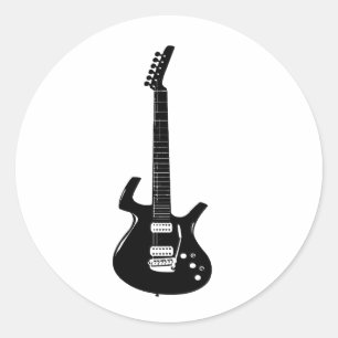 Sticker Rond Carré de guitare électrique et acoustique Rock and