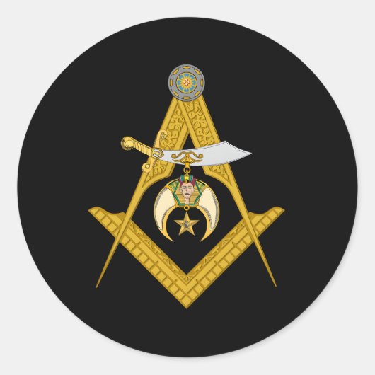 Sticker Rond Carré Masonique Et Compasse Rinceurs Papa Père (Devant)