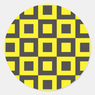 Sticker Rond carré noir et jaune transparent en carré