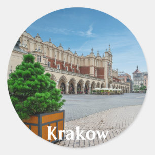 Sticker Rond Carré principal dans la vieille ville de Cracovie,