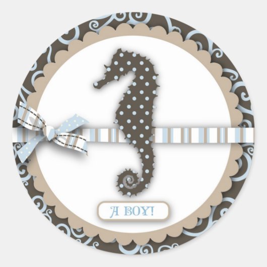 Sticker Rond Carré Seahorse Baby Boy (Devant)