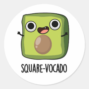 Sticker Rond Carré-vocado Funny Puns Avocado