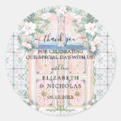 Sticker Rond Carreaux floraux | Marocaine Tropical Wedding Favo (Devant)