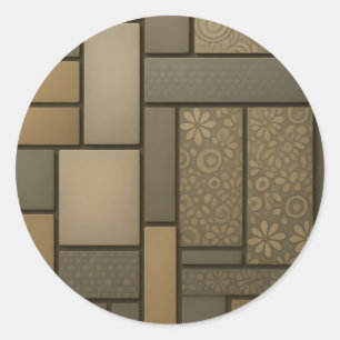 Sticker Rond Carreaux Mosaïque Beige Neutre Motif