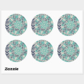 Sticker Rond Carrelage Batik Bleu I (Feuille)