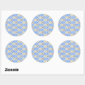Sticker Rond Carrelage bleu italien (Feuille)