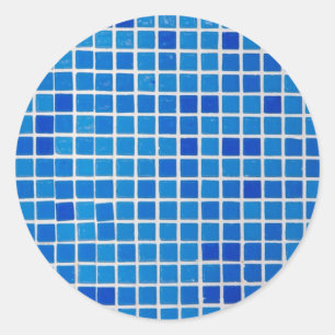Sticker Rond Carrelage bleu mosaïque