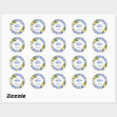 Sticker Rond Carrelage en mosaïque italienne bleue Citrons Show (Feuille)