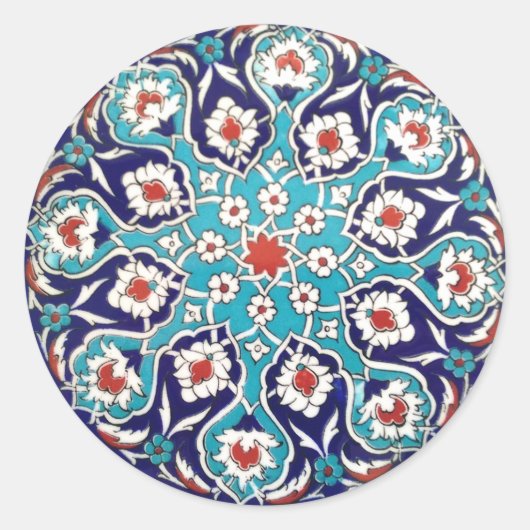 Sticker Rond Carrelage en mosaïque Turquoise (Devant)