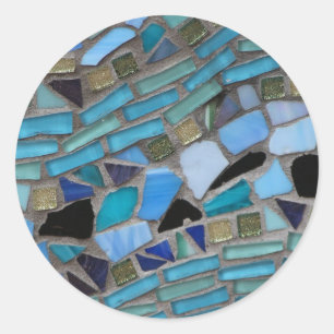 Sticker Rond Carrelage mosaïque bleu et vert