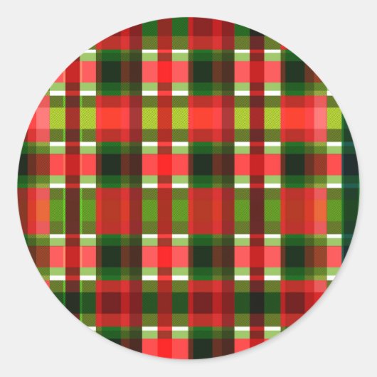 Sticker Rond Carrés à carreaux de Noël Buffalo Plaid (Devant)