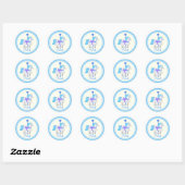 Sticker Rond Carrousel Peint Pony Blue Stars (Feuille)
