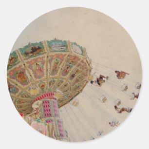 Sticker Rond Carrousel vintage à Paris