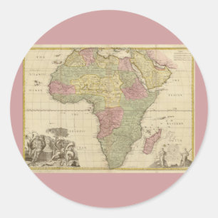 Sticker Rond Carte 1725 de l'Afrique de cru