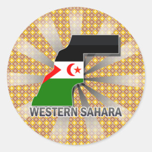 Sticker Rond Carte 2,0 de drapeau de la Sahara occidental