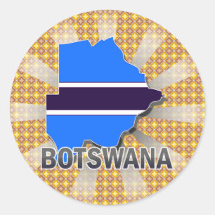 Sticker Rond Carte 2,0 de drapeau du Botswana
