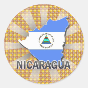 Sticker Rond Carte 2,0 de drapeau du Nicaragua