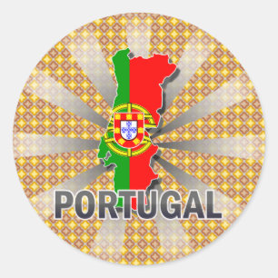 Sticker Rond Carte 2,0 de drapeau du Portugal