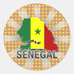 Sticker Rond Carte 2,0 de drapeau du Sénégal