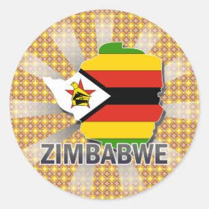 Sticker Rond Carte 2,0 de drapeau du Zimbabwe