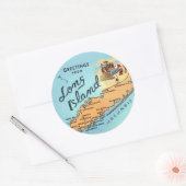 Sticker Rond Carte ancienne de Long Island (Enveloppe)