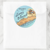 Sticker Rond Carte ancienne de Long Island (Sac)