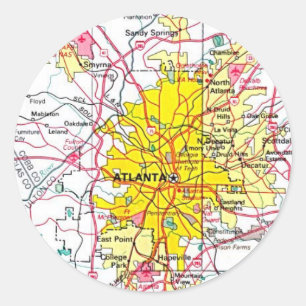 Sticker Rond Carte Atlanta