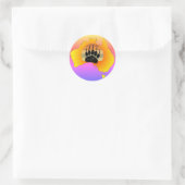 Sticker Rond Carte Australie Sunny Ours Avec Sunset Rétro (Sac)