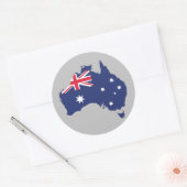 STICKER ROND CARTE AUSTRALIENNE ET DRAPEAU BLEU (Enveloppe)