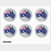 STICKER ROND CARTE AUSTRALIENNE ET DRAPEAU BLEU (Feuille)