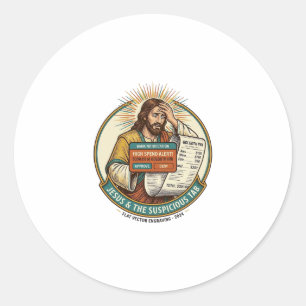 Sticker Rond Carte bancaire Jésus bloquée Onglet de bar suspect