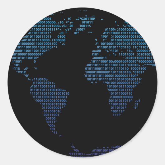 Sticker Rond Carte binaire (Devant)