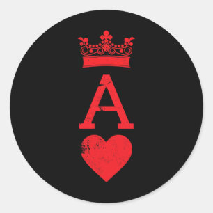 Sticker Rond Carte Blackjack Ace Of Hearts Halloween Correspond