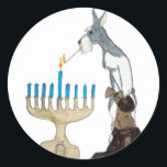 Sticker Rond carte chanukah ( Hanoukka )<br><div class="desc">chanoukah ( Hanoukka ) carte schnauzer s éclairage menorah</div>