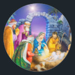 Sticker Rond Carte Christian Christmas<br><div class="desc">autocollant</div>