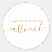Sticker Rond Carte Couple Nom Or sur blanc (Devant)