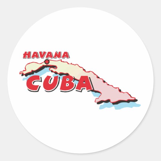 Sticker Rond Carte Cuba (Devant)