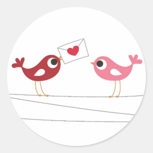 Sticker Rond Carte d'amour pour les oiseaux