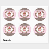 Sticker Rond Carte d'anniversaire avec cupcake (Feuille)