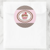 Sticker Rond Carte d'anniversaire avec cupcake (Sac)