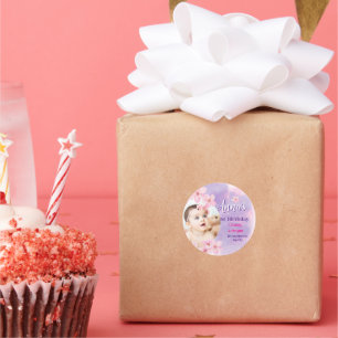 Sticker Rond Carte d'anniversaire princesse en panneau de mouss