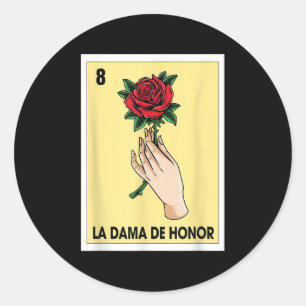 Sticker Rond Carte de bingo mexicaine Mariée Babe Bache