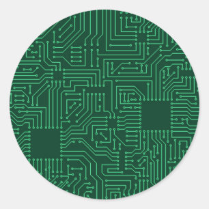 Sticker Rond Carte de circuit informatique