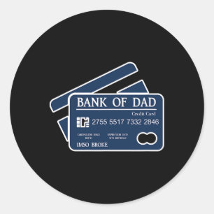 Sticker Rond Carte De Crédit Banque De Papa Imso Fauché Blague 